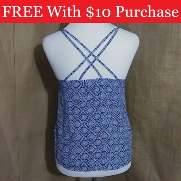 Blue Hollister Print Tank Strappy Racer Back XS Size Extra Small RED BANNER - Picture 1 of 8